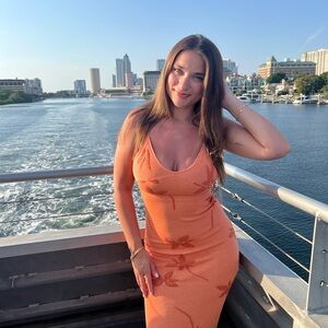 White fox orange maxi dress